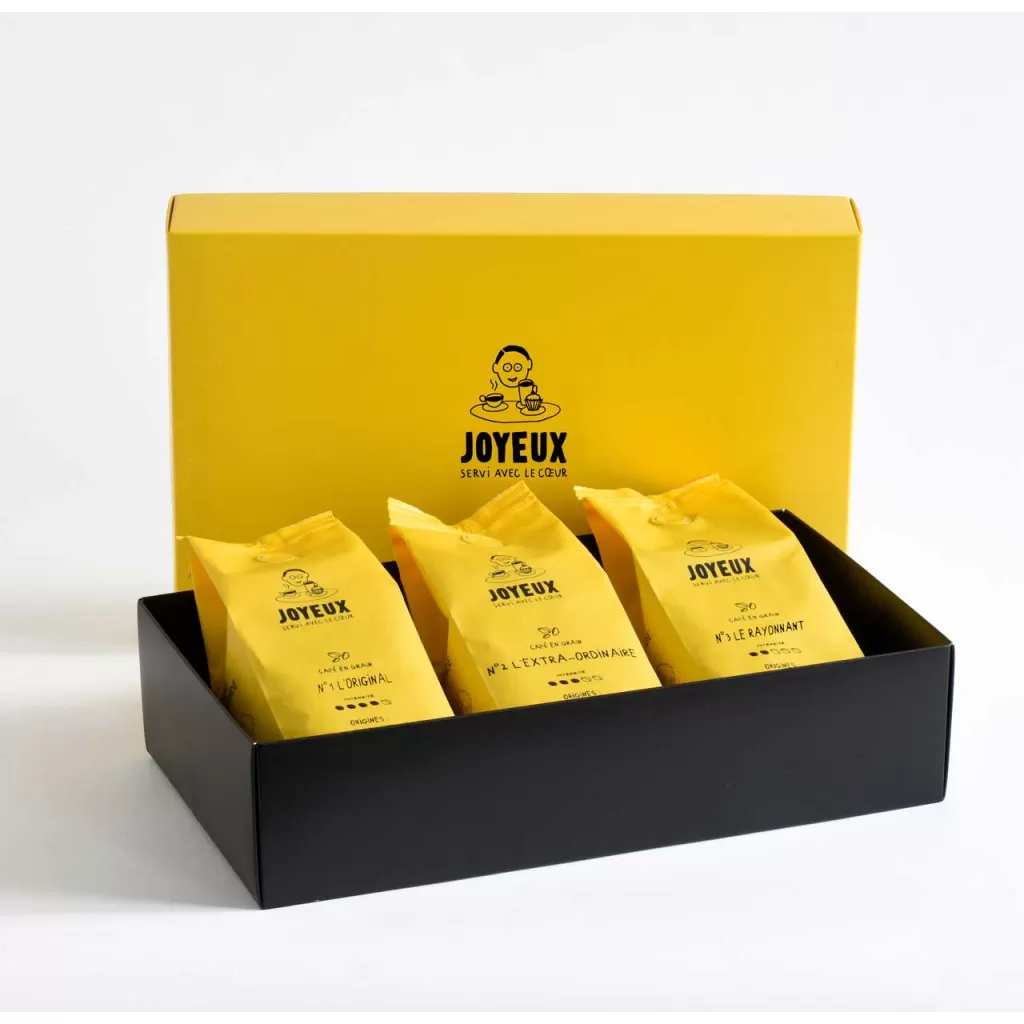Coffret dégustation de café - Grains - 3x250 G - Ouvert