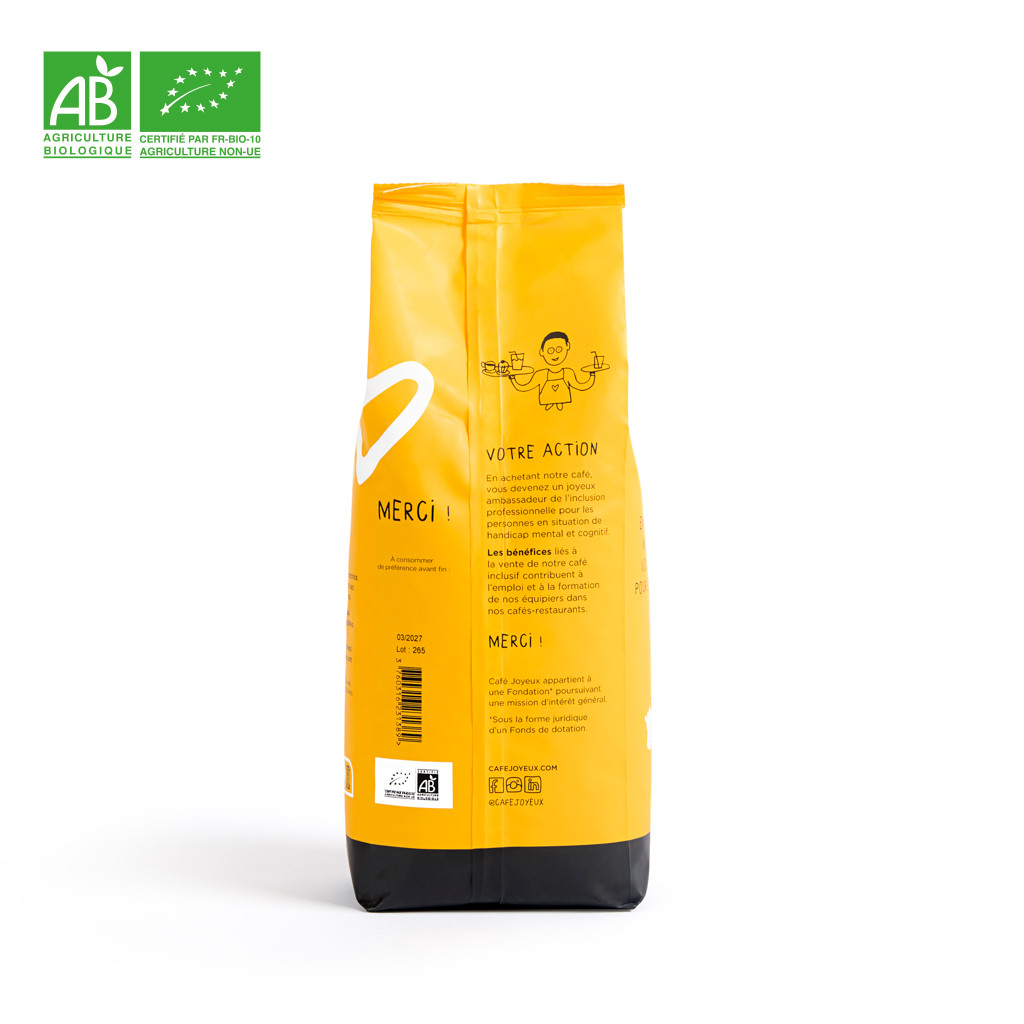 Naturel Bio* 1KG en grains Café Joyeux - Dos