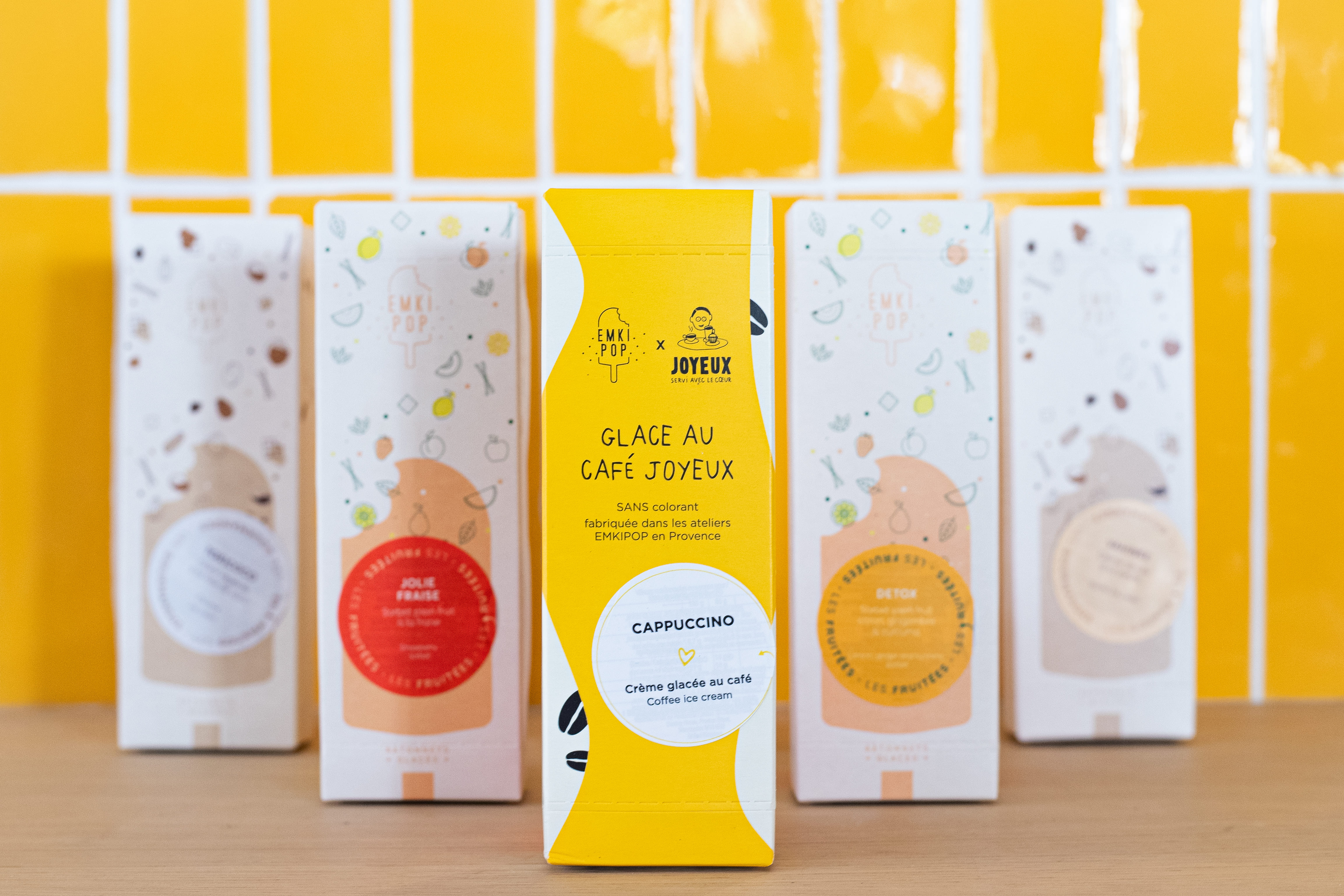 Les différentes saveurs de glaces Emkipop et Café Joyeux 