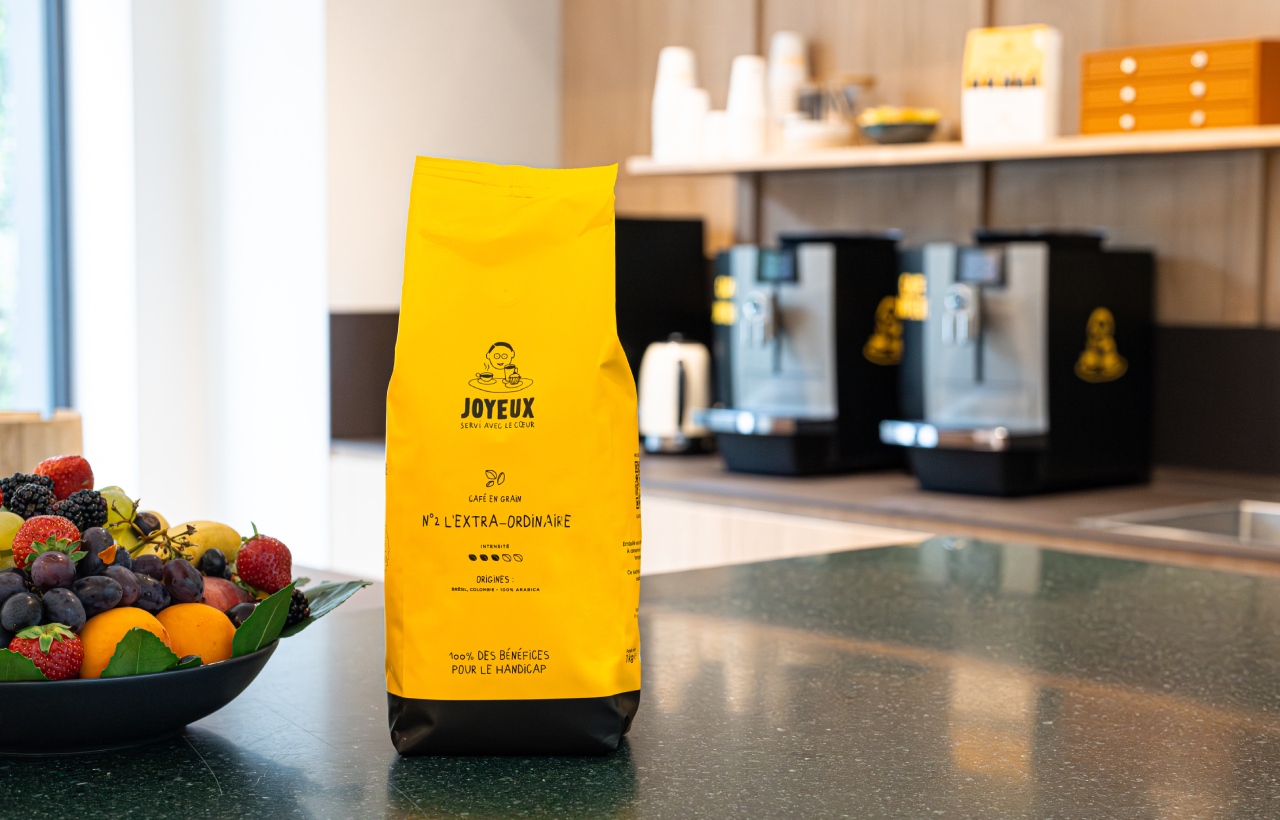 Café en grains Café Joyeux : du café de spécialité 100% solidaire pour l'inclusion professionnelle des personnes en situation de handicap